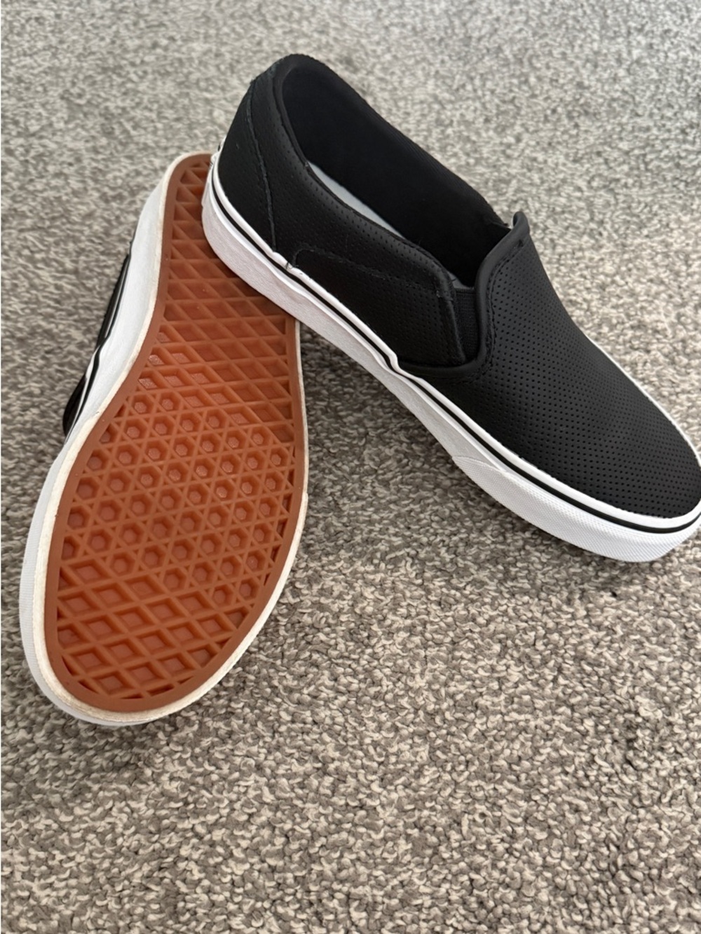 Vans Black Perforated Slip-On with Gum Outsole